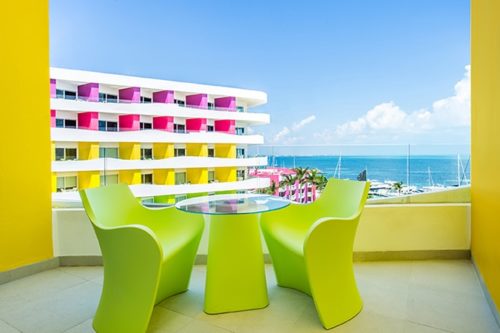 Temptation Cancun Resort | Bash Tower Ocean View Room Balcony